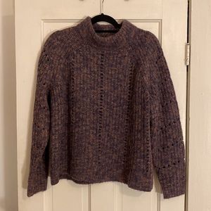 NWOT, Madewell Pointelle Mockneck Pullover Sweater, size large, heather eggplant